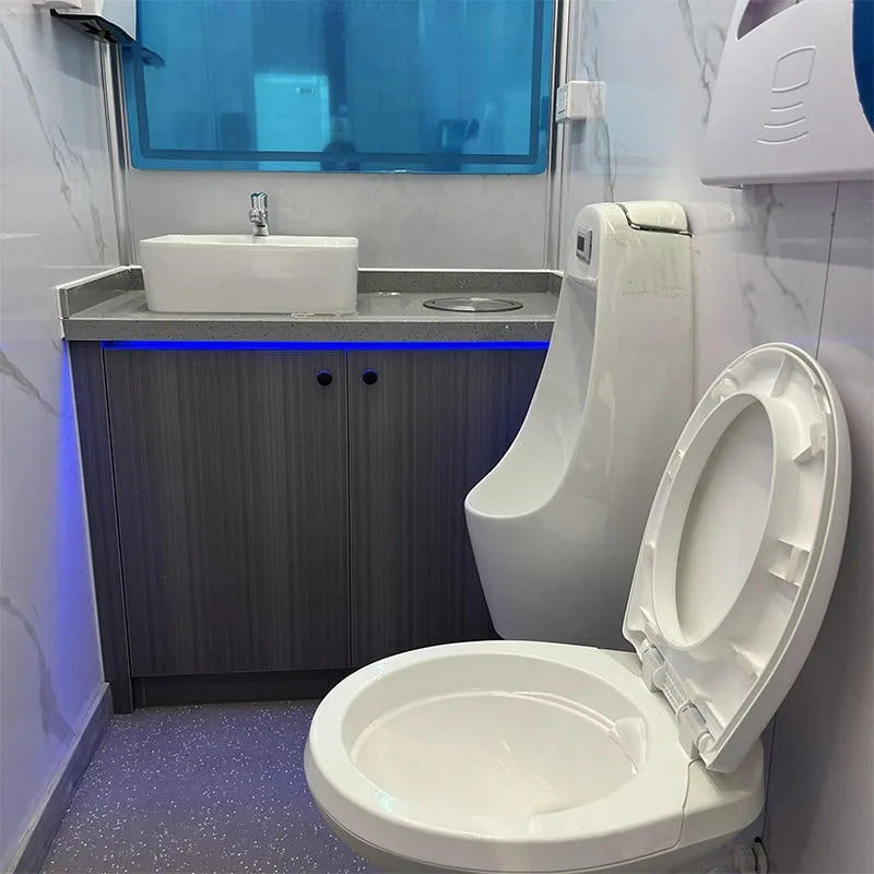 Portable Bathroom Trailer for Sale Mobile Luxury Restroom Trailer with Shower Vanity Sink for Glamping Outdoor Wedding