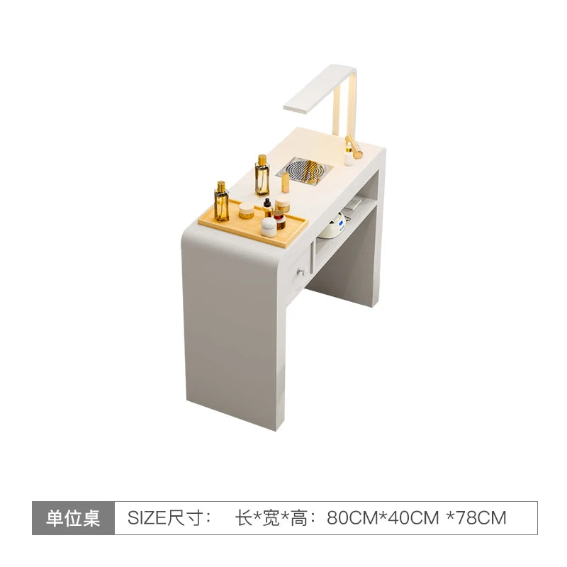 Marble Top Luxury Nail Table With Light Profesional Storage French Nail Desk Design Classic Mesa Manicura Saloon Furniture