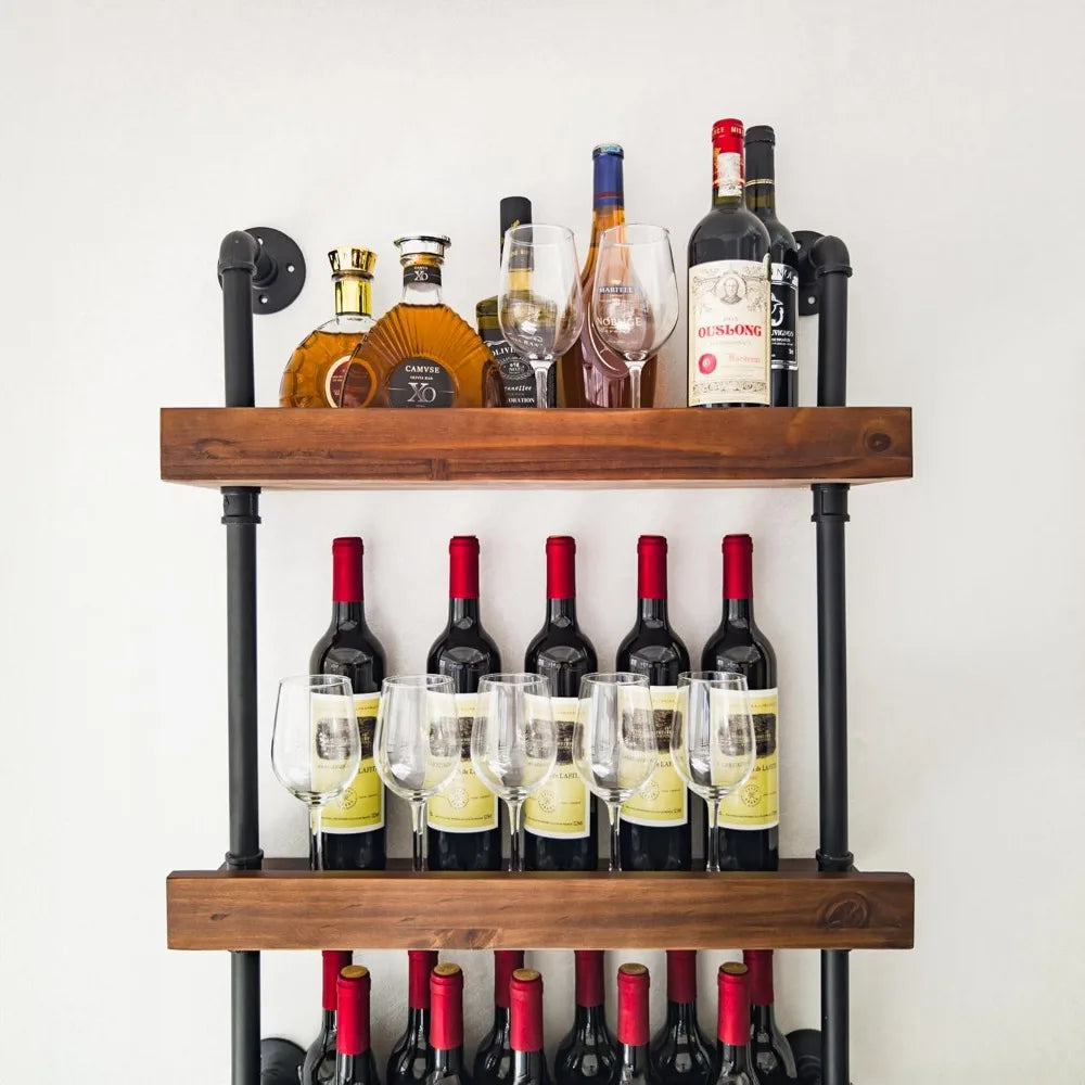 DAFIFY Five Tier Wall Mounted Wine Rack Industrial Pipe Shelf