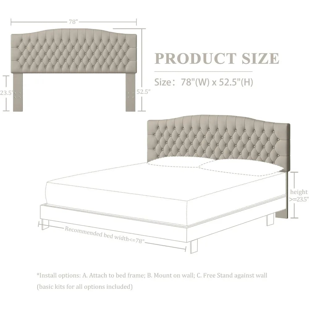 Velvet Headboard Wall Or Bed Frame Mounting And Foam Padding