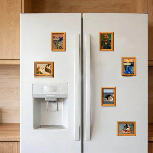 Vintage Art Parody Refrigerator Magnet Blend Playful Humor Animal Wooden Fridge Magnet Bold Art Decor Home Office Ideal Gift