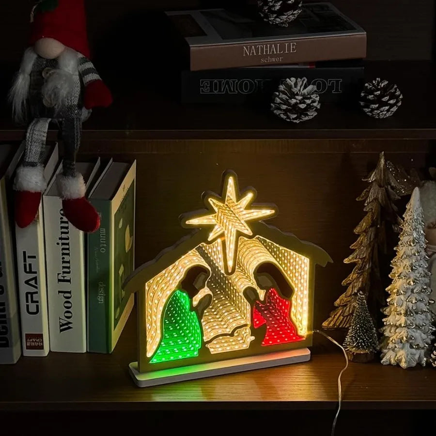 Indoor Nativity Scene Infinity Mirror Tunnel Light For Living Room