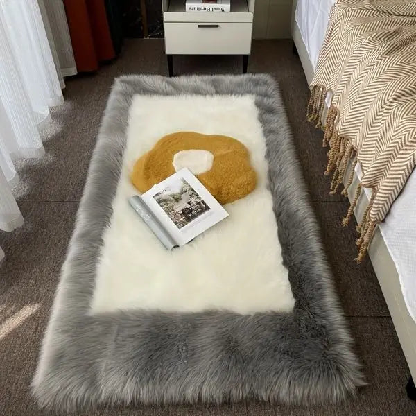 NONECN Soft Fluffy Sheepskin Rug Non Slip Machine Washable