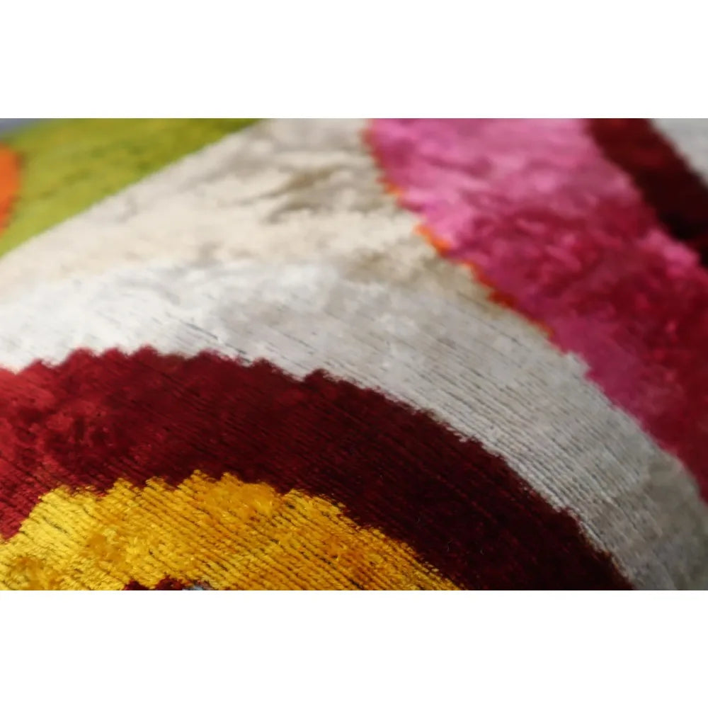 Colorful Silk Velvet Throw Pillow - 16x24 Inches, Naturally Dyed, Decorative Cushion with Down Feather Fill