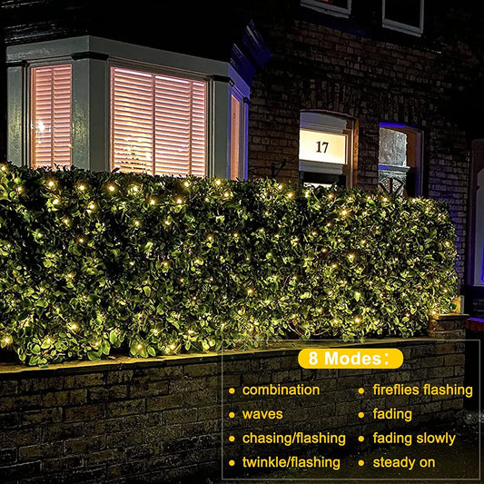 Solar Mesh Net Light Waterproof Garland Outdoor Led String Light 8 Mode 3M X 2M For New Year Decor Christmas Decorations 2025