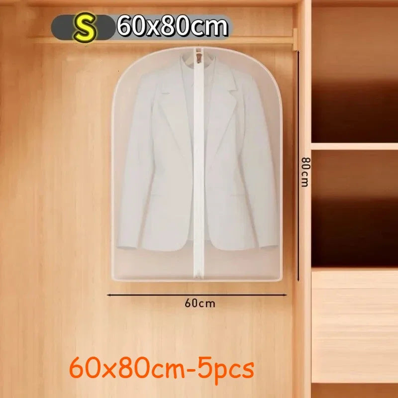 1-10PC Clothes Hanging Dust Cover Wedding Dress Cover Suit Coat Storage Bag Transparent Fully Enclosed Clothes Cover with Zipper
