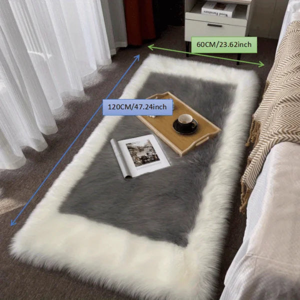 NONECN Soft Fluffy Sheepskin Rug Non Slip Machine Washable