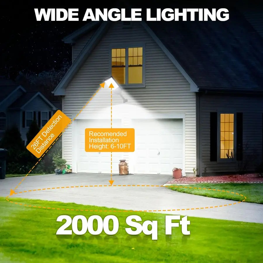 Street Lights Outdoor, Waterproof Motion Sensor Solar Lights with Remote Control, 6500K Dusk to Dawn Parking Lot Flood Light for