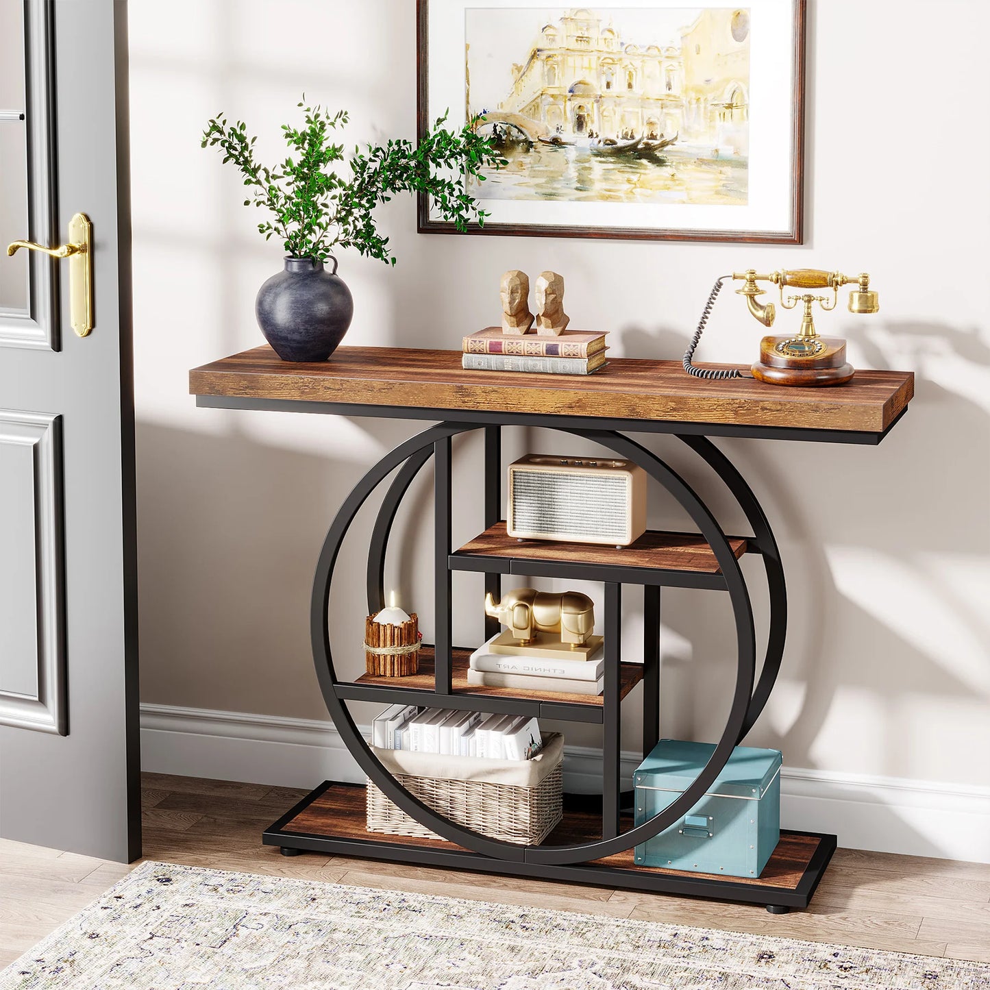 Console Table 4 Tier Entry 41.3 Inch Industrial Sofa Table