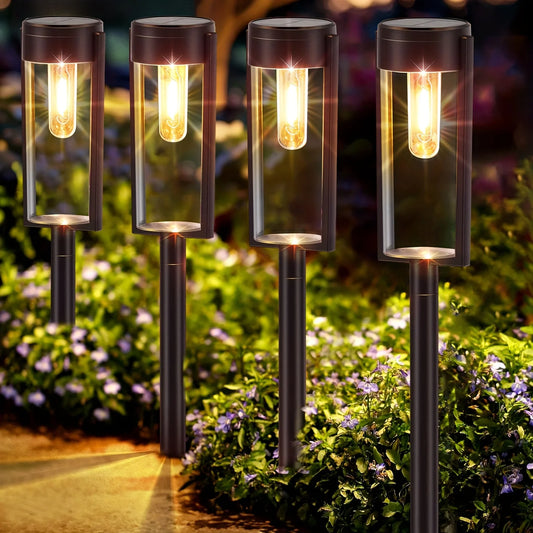 Feature Solar Pathway Lights Outdoor Auto On Off Lawn Lamps
