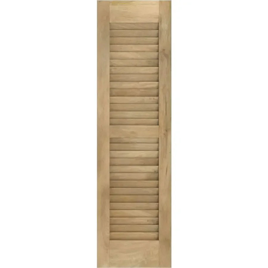 x 48H Americraft Two Equal Louver Exterior Real Wood Shutters Per Pair, Unfinished