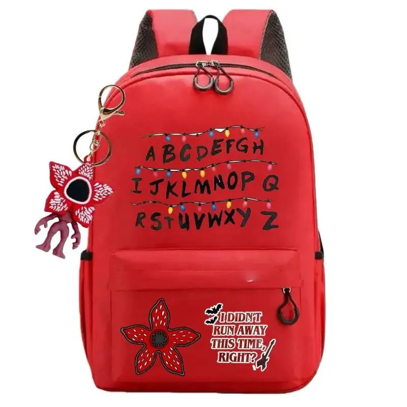 New 24 Alphabet Printed Backpack Cute TV Carnivorous Plant With Pendant Schoolbag Big Space For Boy And Girl Back To School Gift