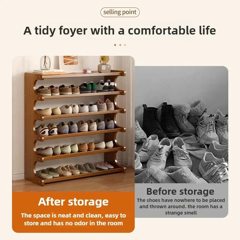 Simple shoe rack for household use, wooden storage at the entrance, multi-layer dormitory storage at the entrance, storage rack