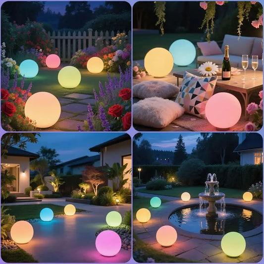 Solar Globe Light Outdoor, Waterproof Solar Ball Light for Outside w Remote, 16 RGB Color Changing Glowing Orb Lamp Landscape Li