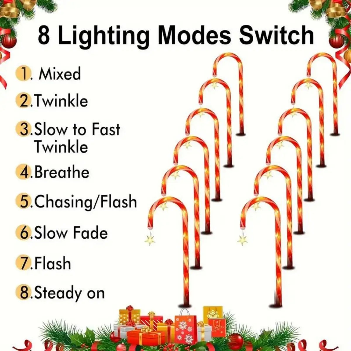 Solar Lawn Lights, Floor Mounted Lights, Christmas Decorations, Candy Cane Lights, Outdoor Garden One To Five Courtyard Lamp