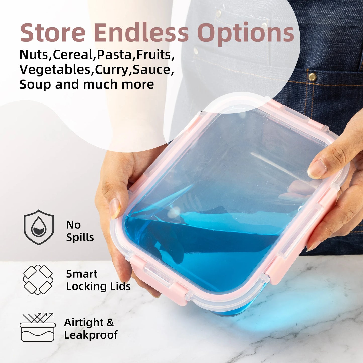 16 Piece Glass Food Storage Containers Airtight Leakproof