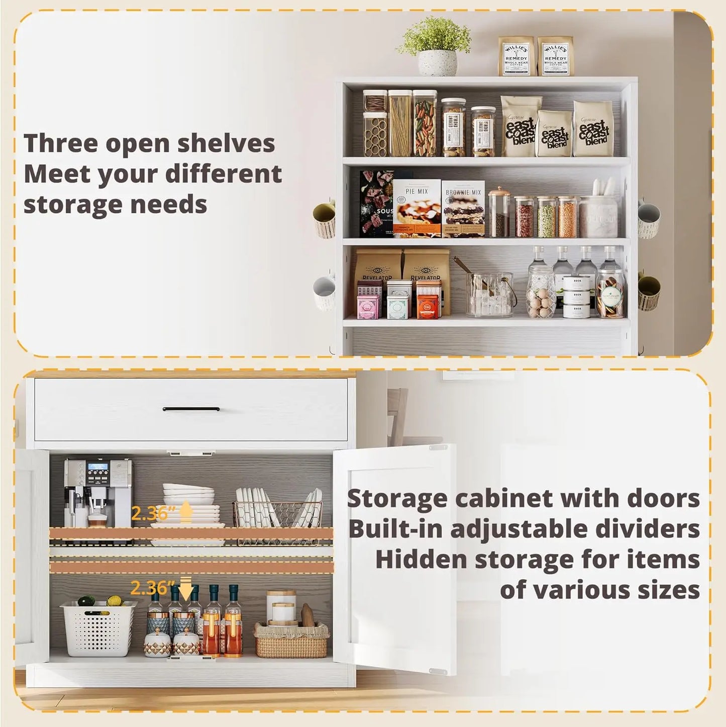 Ironck Bakers Rack With Storage Pegboard 71 Inch Farmhouse