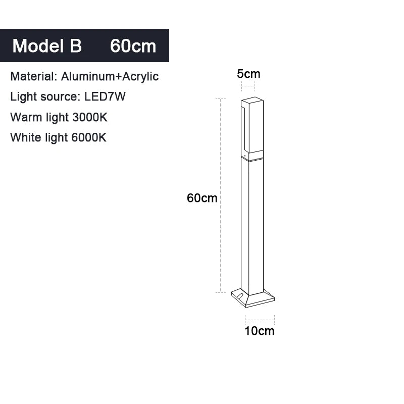 Waterproof IP65 LED Lawn Light 110V 220V Aluminum Acrylic Street light 30 40 60 80 100CM For Garden Courtyard Villa Lighting