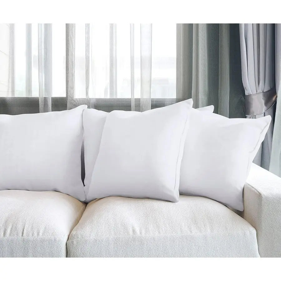 Throw Pillows Set of 4, White u2013 22 x 22 Inches Down Alternative Pillows for Bed, Sofa, and Couch Fluffy Decorative Stuffer