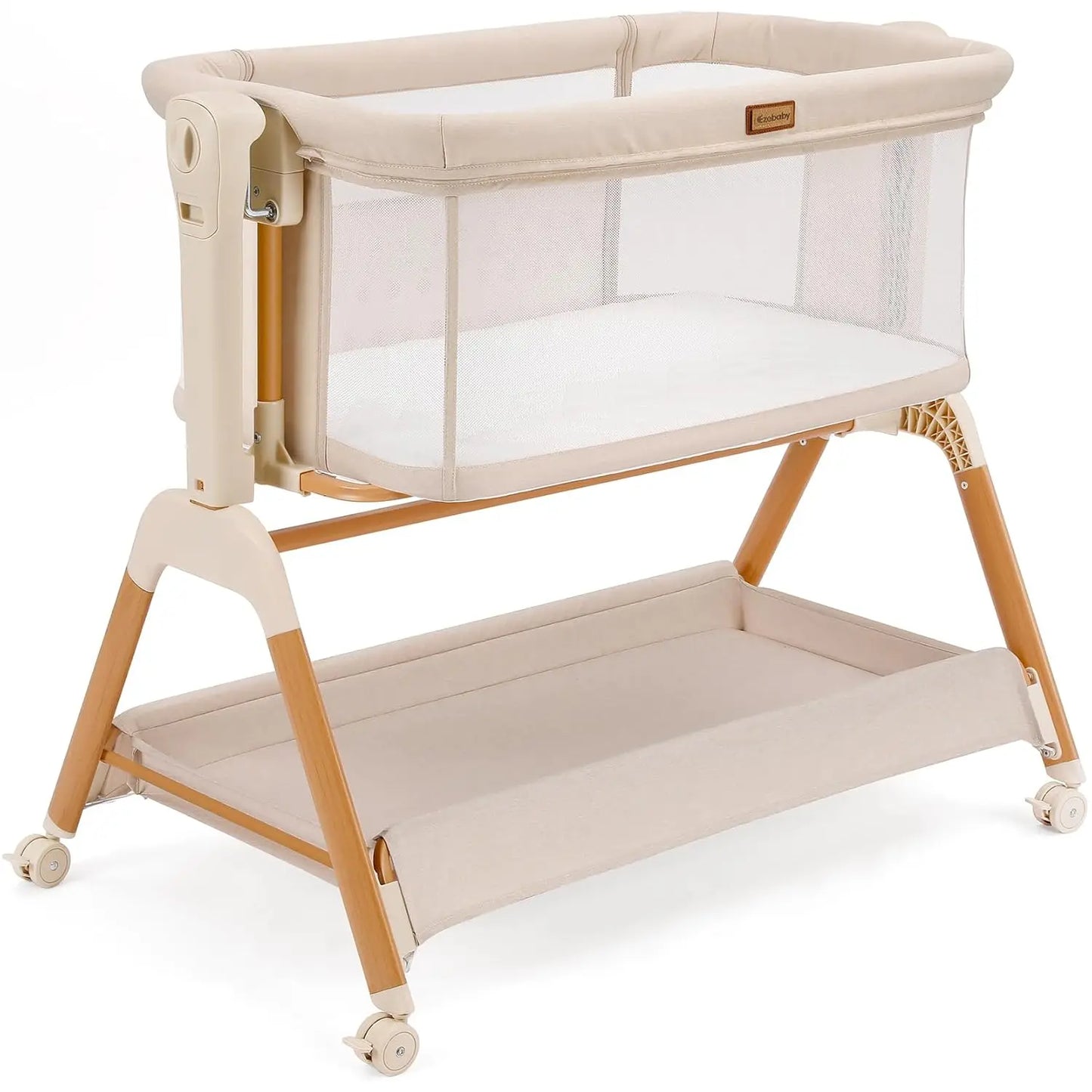 Ezebaby Baby Bassinet Bedside Sleeper: 3-in-1 Rocking Bassinet for Baby - Breathable Full-Mesh Crib with Mattress