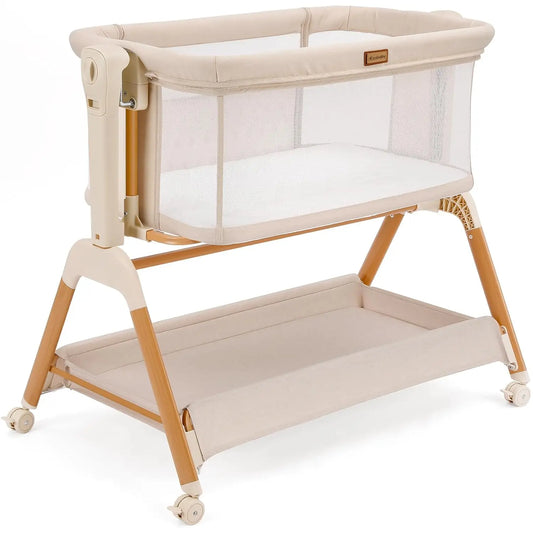 Ezebaby Baby Bassinet Bedside Sleeper: 3-in-1 Rocking Bassinet for Baby - Breathable Full-Mesh Crib with Mattress