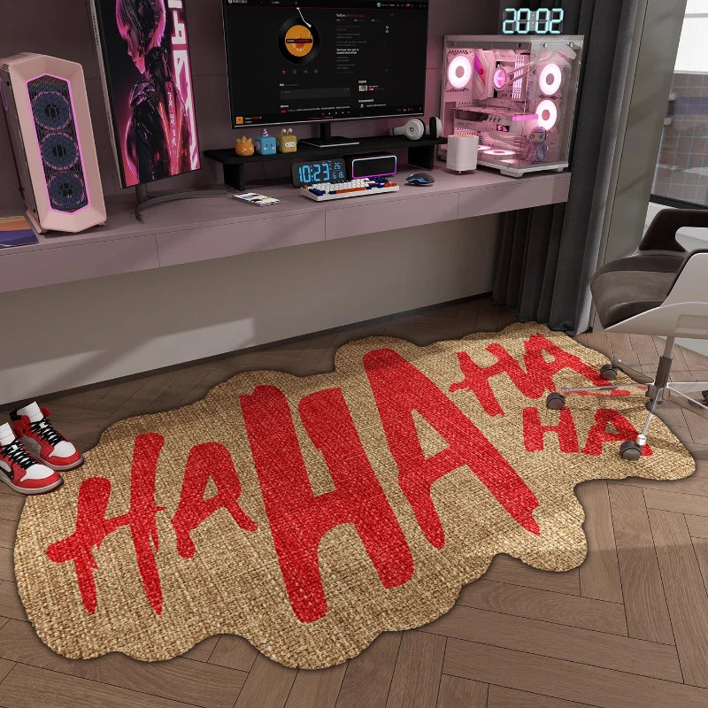 Creative Haha Rugs for Bedroom Irregular Shapes Living Room Decoration Carpet Washable E-sports Floor Mat Anti-slip Lounge Rug