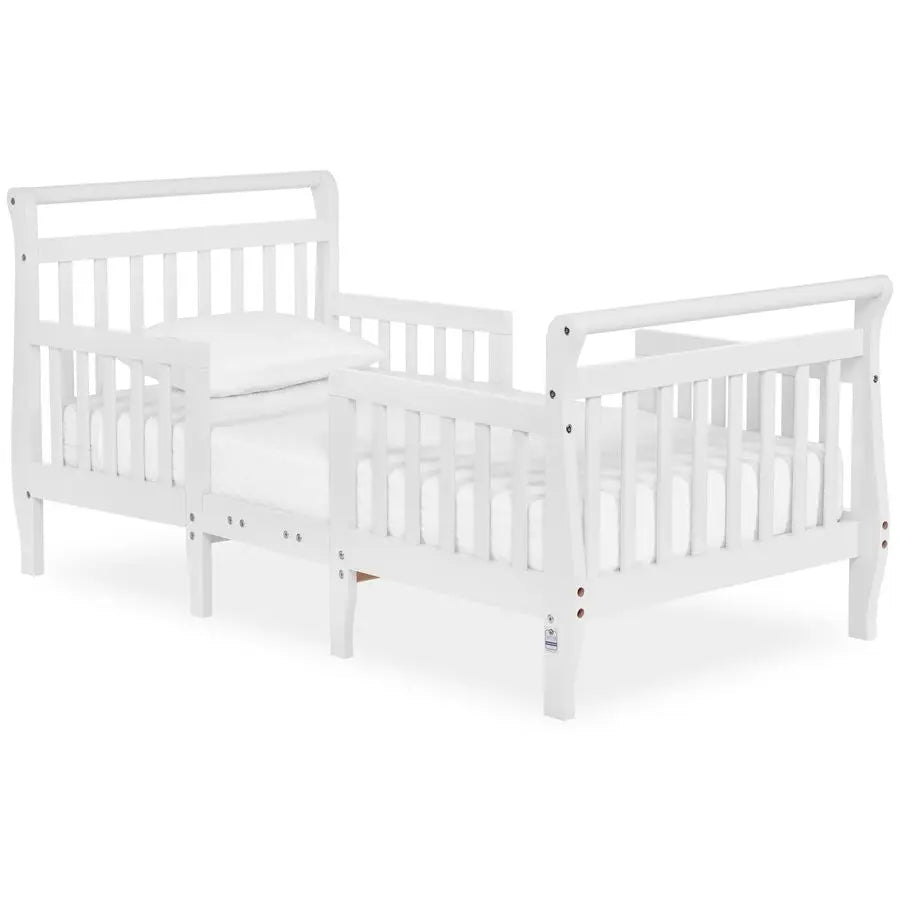 Emma 3in1 Convertible Wooden Toddler Bed in White, Baby Safety Alliance Certified, LowtoFloor Design, Solid Pinewood with Safety