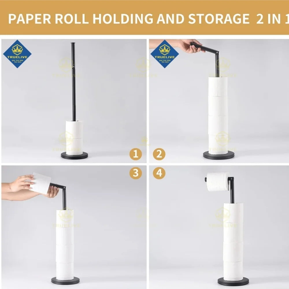 Paper Towel Holder Bathroom Stainless Steel Floor Mounted Toilet Paper Holder Single Pole Kitchen Floor Shelf Bathroom Fixtures