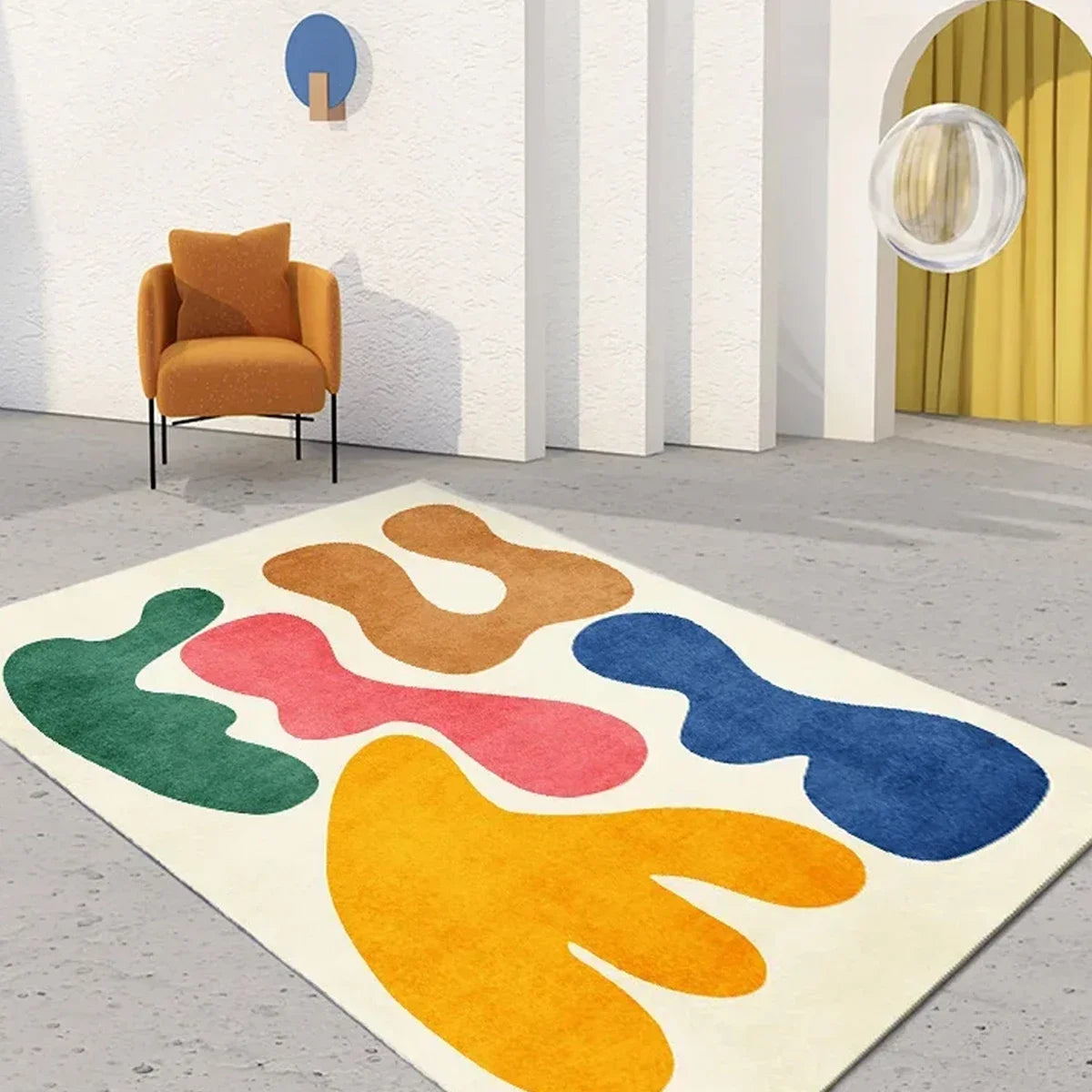 Facaishu Polyester Living Room Rug Cartoon Pattern Wilton Style Carpet