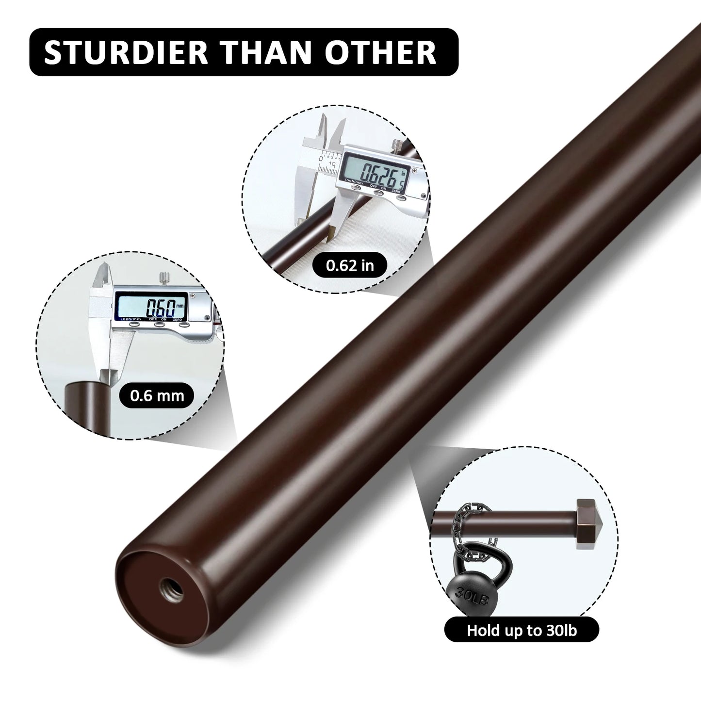 Two Pack Five Eighth Telescopic Curtain Rod Set Finials