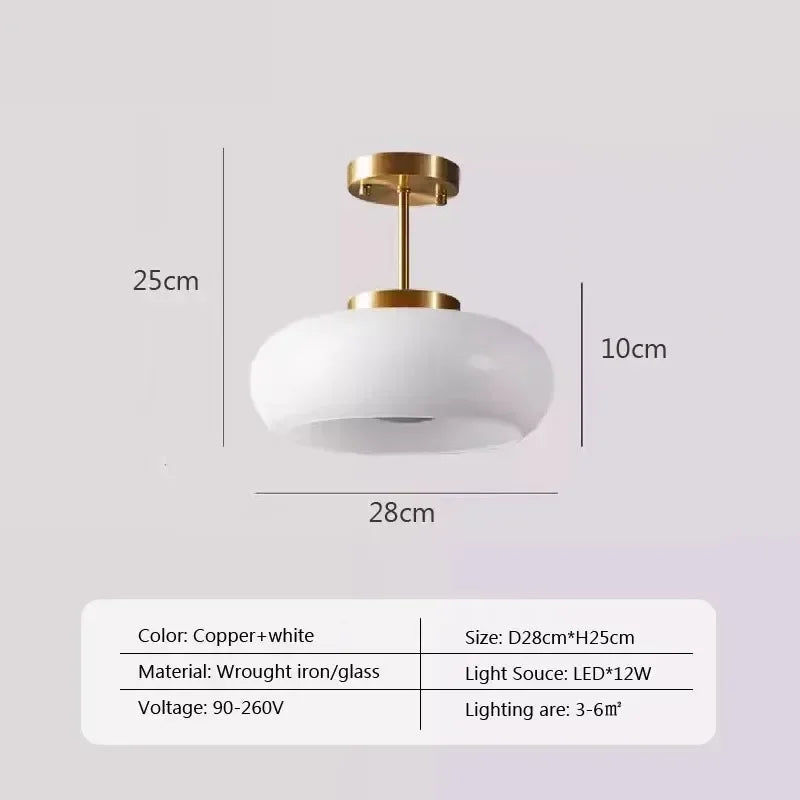 Winfordo French Glass chandelier light fixture mid century Brass hanging lamp for Living room Bedroom Corridor Balcony