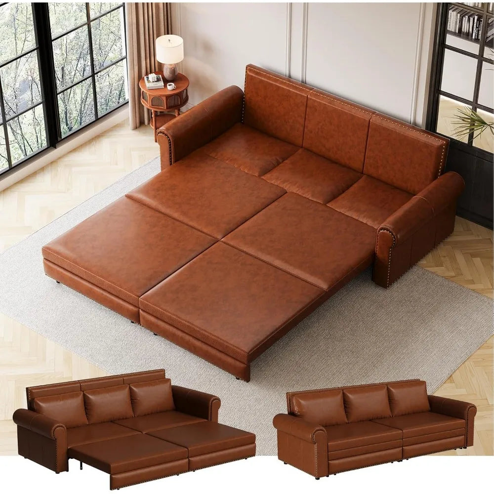 Sofa Bed Three In One Convertible Faux Leather Sleeper
