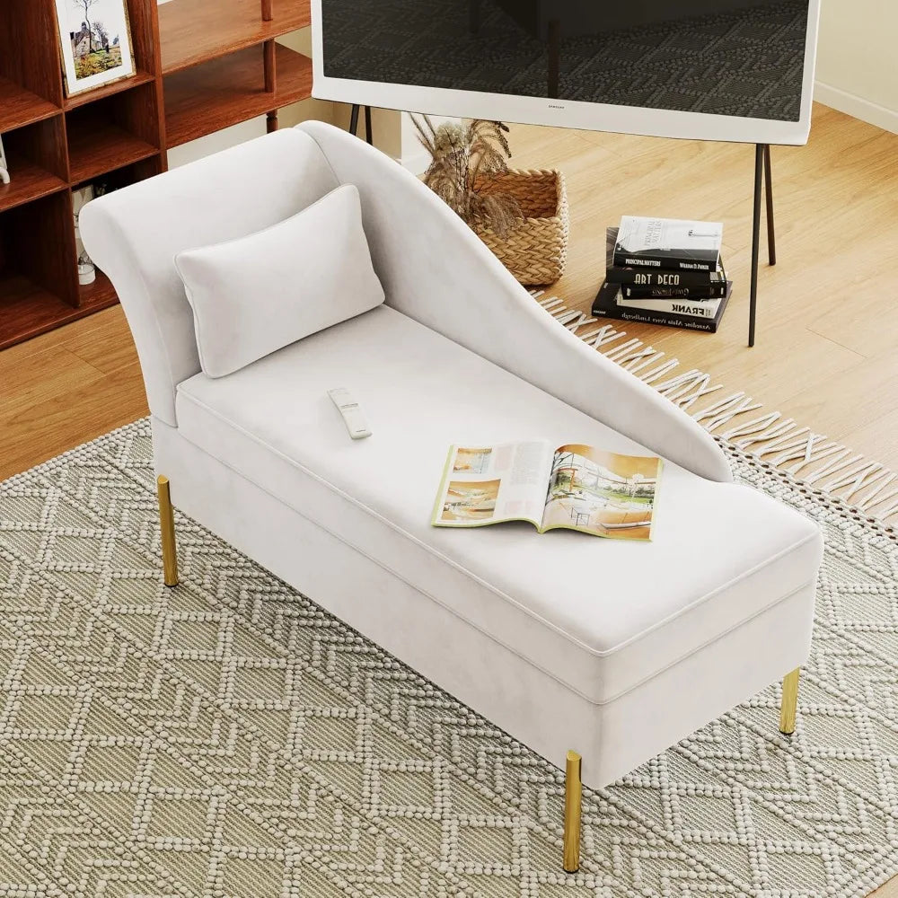 Velvet Chaise Lounge with Storage Function, Modern Upholstered Tufted Chaise Lounge, Indoor Sofa/recliner
