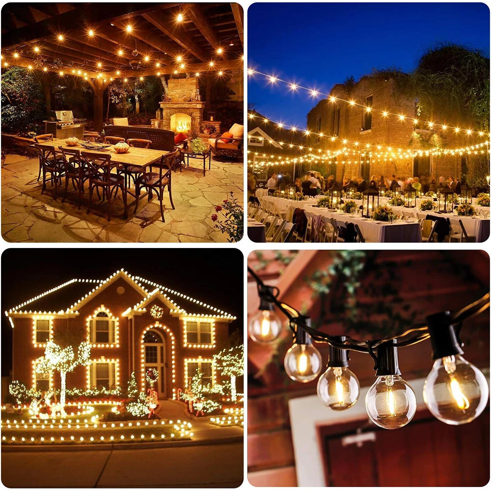 Outdoor Solar G40 Spherical LED String Lights IP65 Waterproof