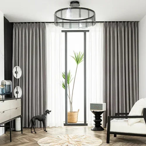 Nordic Light Luxury Meteor Cotton Linen Stitching Curtains Blackout Curtains for Living Room Bedroom Finished Customization
