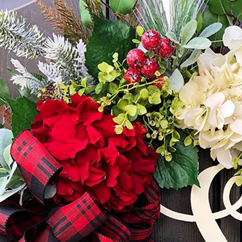 Festive Christmas Letter Wreath Decorations Featuring Artificial Red Berry Accents