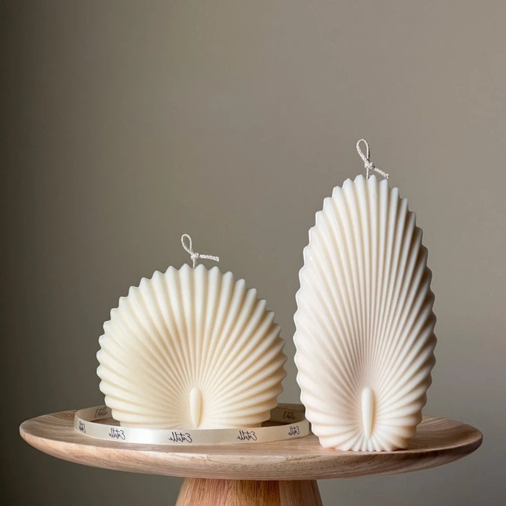 1-2Pcs/set 3D Sea Shell Candle Silicone Mold Relief Stripe Clam Shell Mould for Gypsum DIY Ellipse Ceramics Gifts Home Art Decor