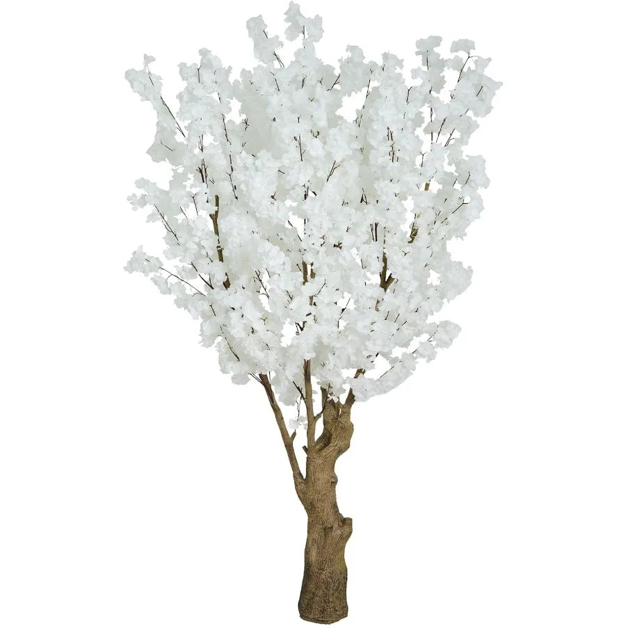 7FT Artificial Cherry Blossom Tree with White Faux Flowers for Indoor and Outdoor Home Decor Office Decoration Wedding Party Am
