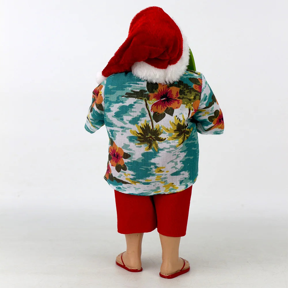 Santa Claus Figurine Decked in a Cheerful Hawaiian Shirtand Wearing His Flip-flops  Christmas Decorations