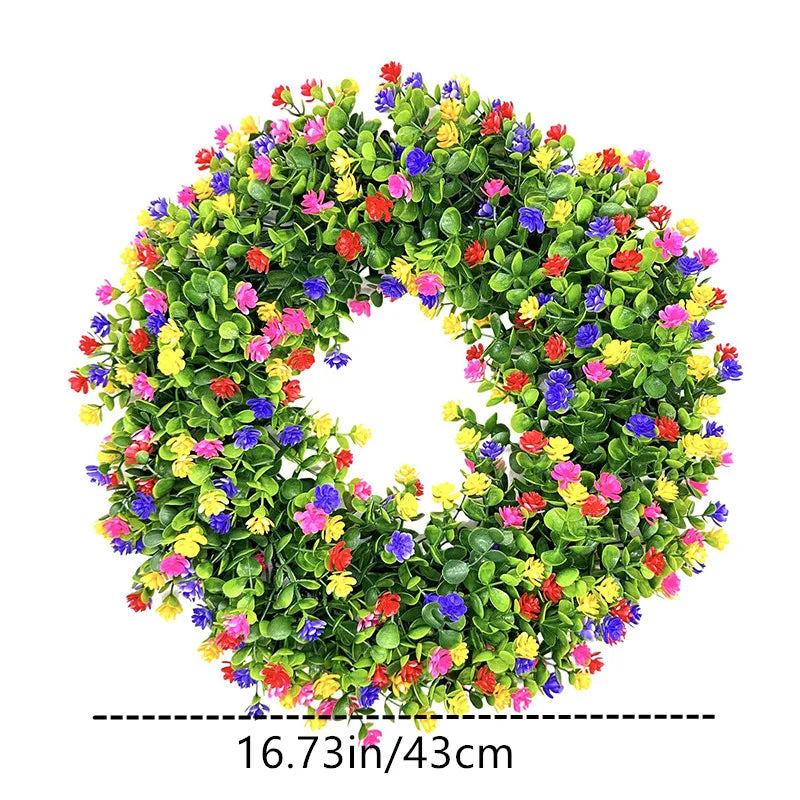 Artificial Flower Garland Eucalyptus Butterfly Wreath Summer Spring Decoration Door Living Room Home Decor Garden Patio Wall