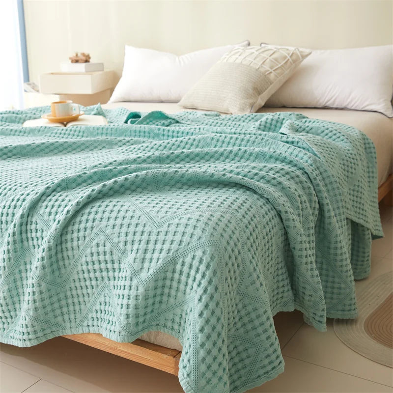 Cotton Throw Blanket,Solid Hollow Comfortable Towel Blankets,Breathable Soft Summer Quilt,Bed Cover For Kid Adult Drop Shipping
