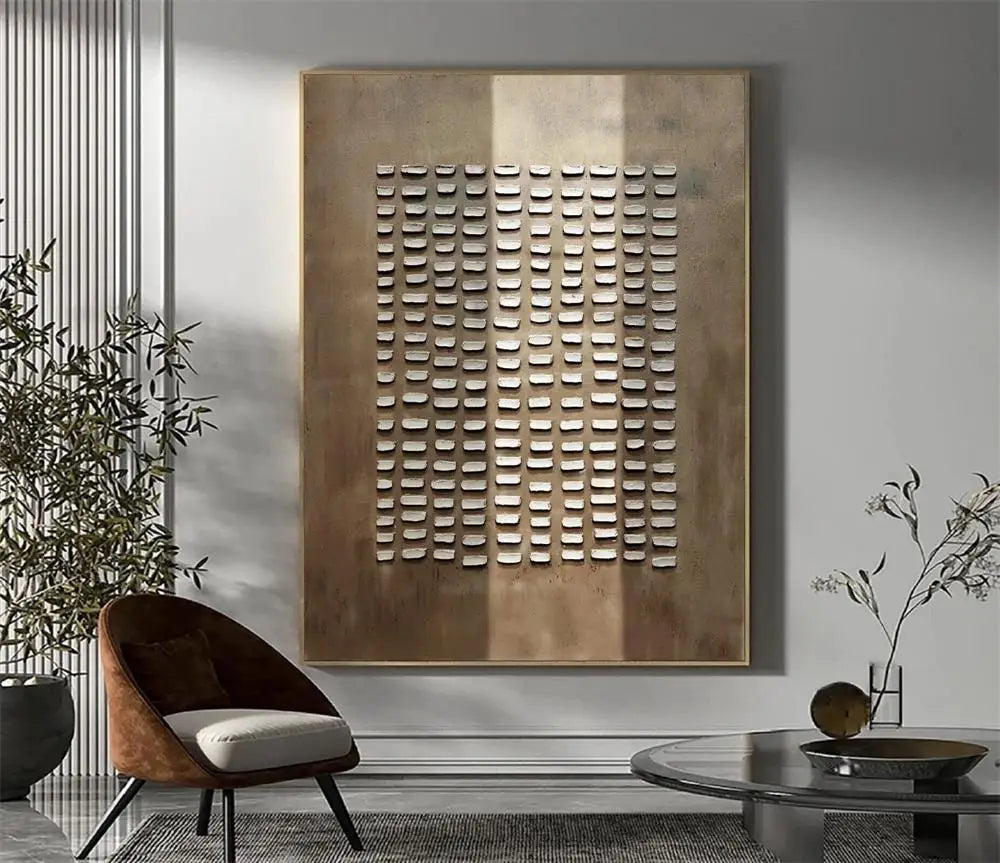 Beige Abstract Handmade Neutral Frameless Wabi Sabi Large Texture Oil Painting Boho Canvas Home Living Room Wall Art Decor