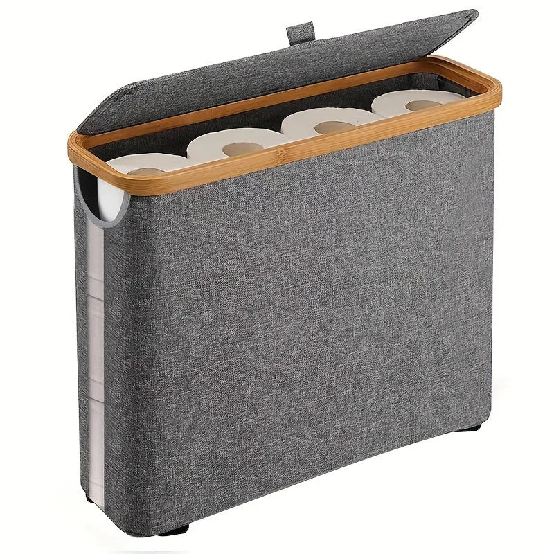 Toilet Paper Storage Basket With Transparent Window Lid Bathroom Organizer