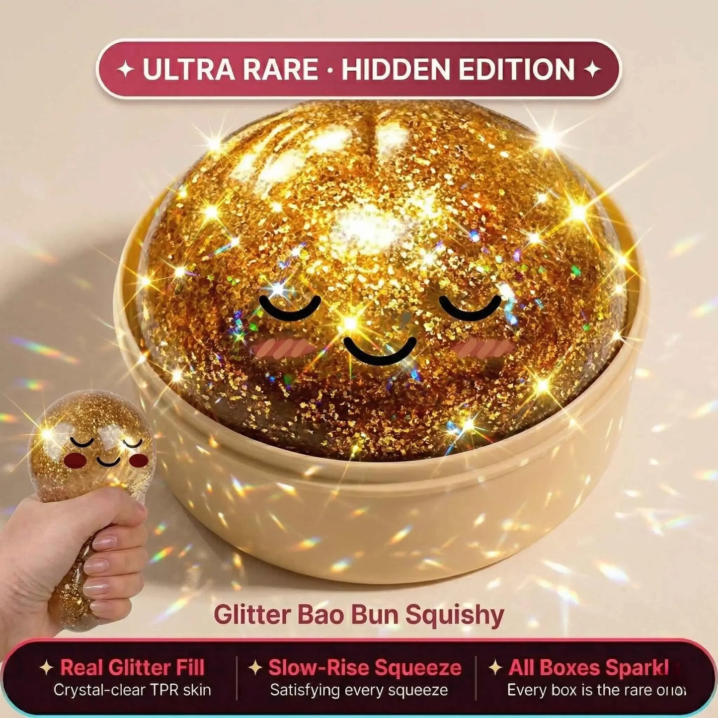 Viral Dumpling Squishy ULTRA RARE Gold Glitter Hidden Edition Dumpling Squishies Squishy Dumpling Slow Rise Stress Relief Soft.