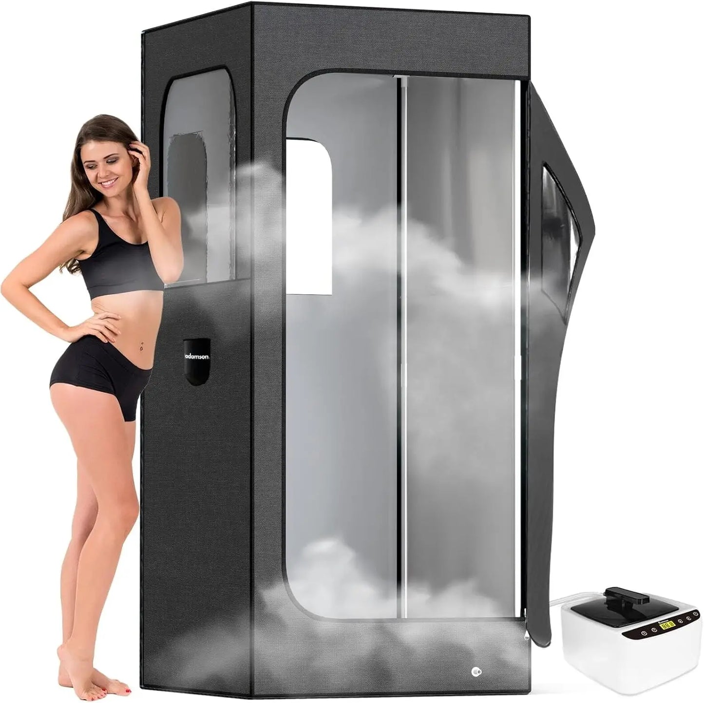 Full Size Portable Steam Sauna Tent for Home Spa Relaxation with Chair, Remote & Foot Massager - 2.6L 1000W