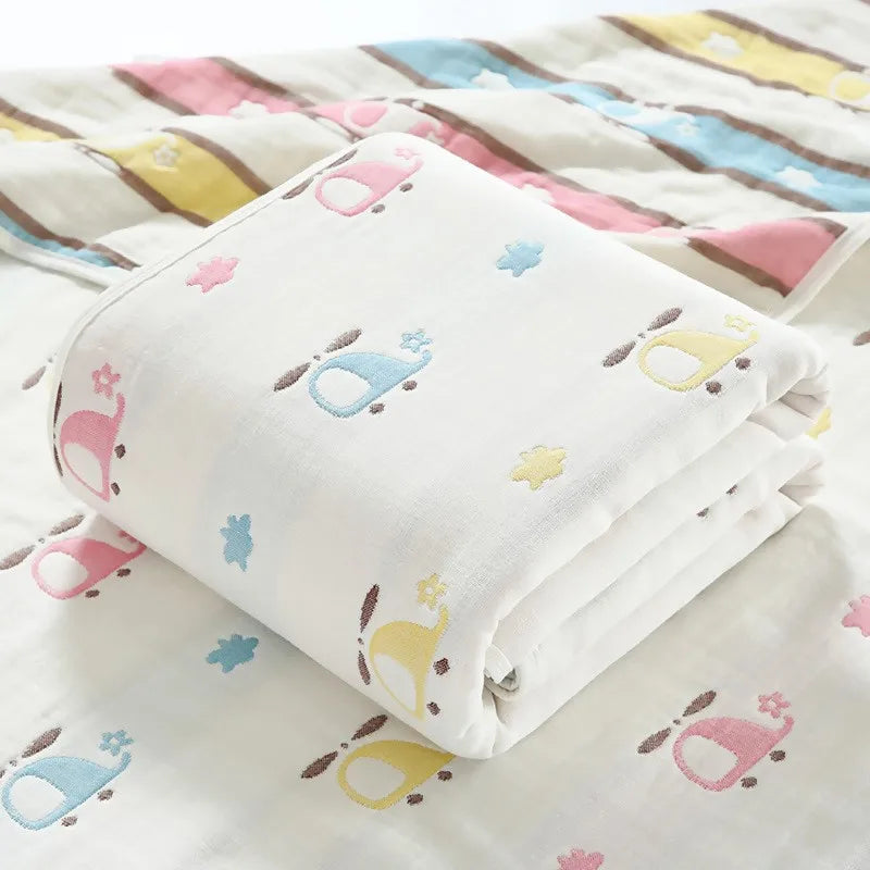 Muslin Baby Blankets Children 6 layers Gauze Cotton Soft Quilt Newborn Infant Swaddle Towel Kids Bath Towel 110*110cm