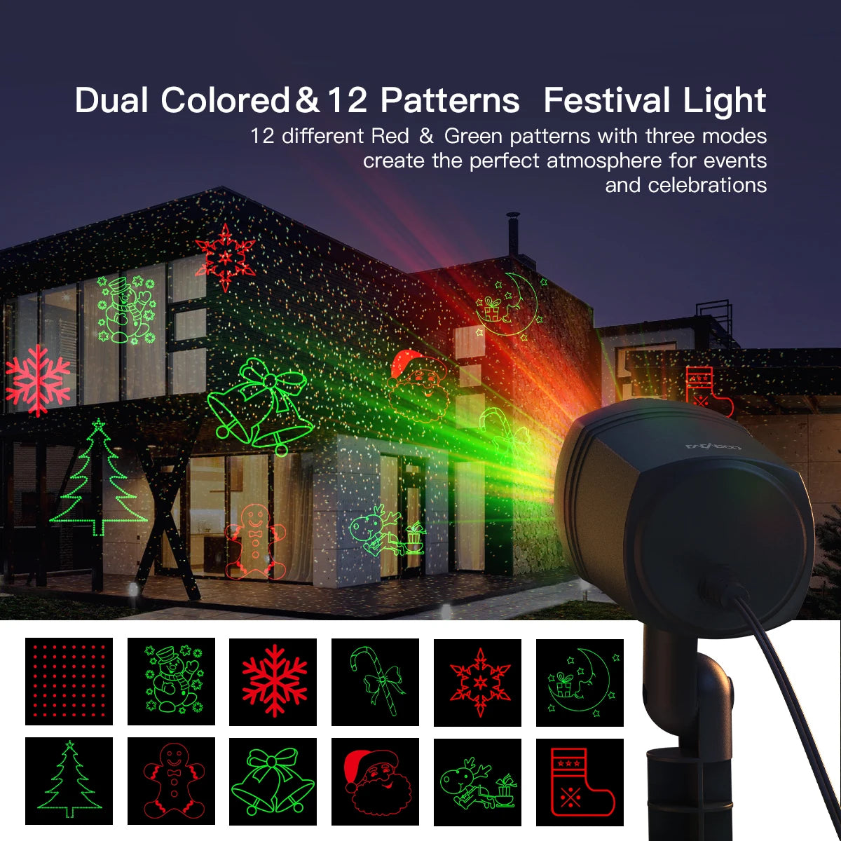 DXst Christmas Outdoor Projector Lights With Remote And 12 Patterns