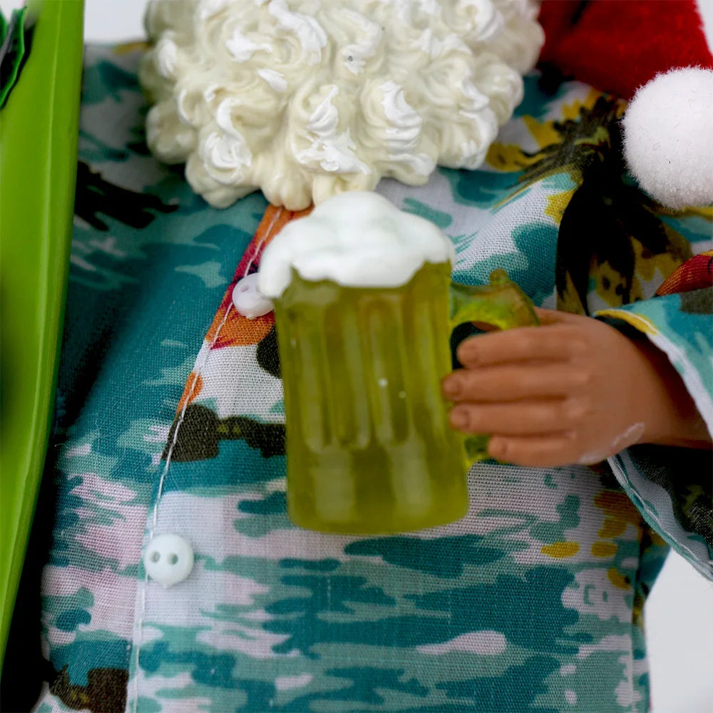Santa Claus Figurine Decked in a Cheerful Hawaiian Shirtand Wearing His Flip-flops  Christmas Decorations