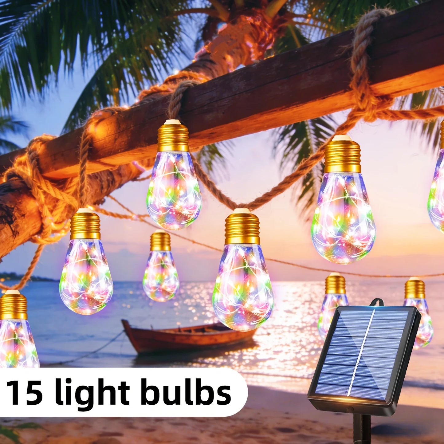 Solar Fairy Lights IP44 Waterproof Unbreakable Bulbs 8 Modes