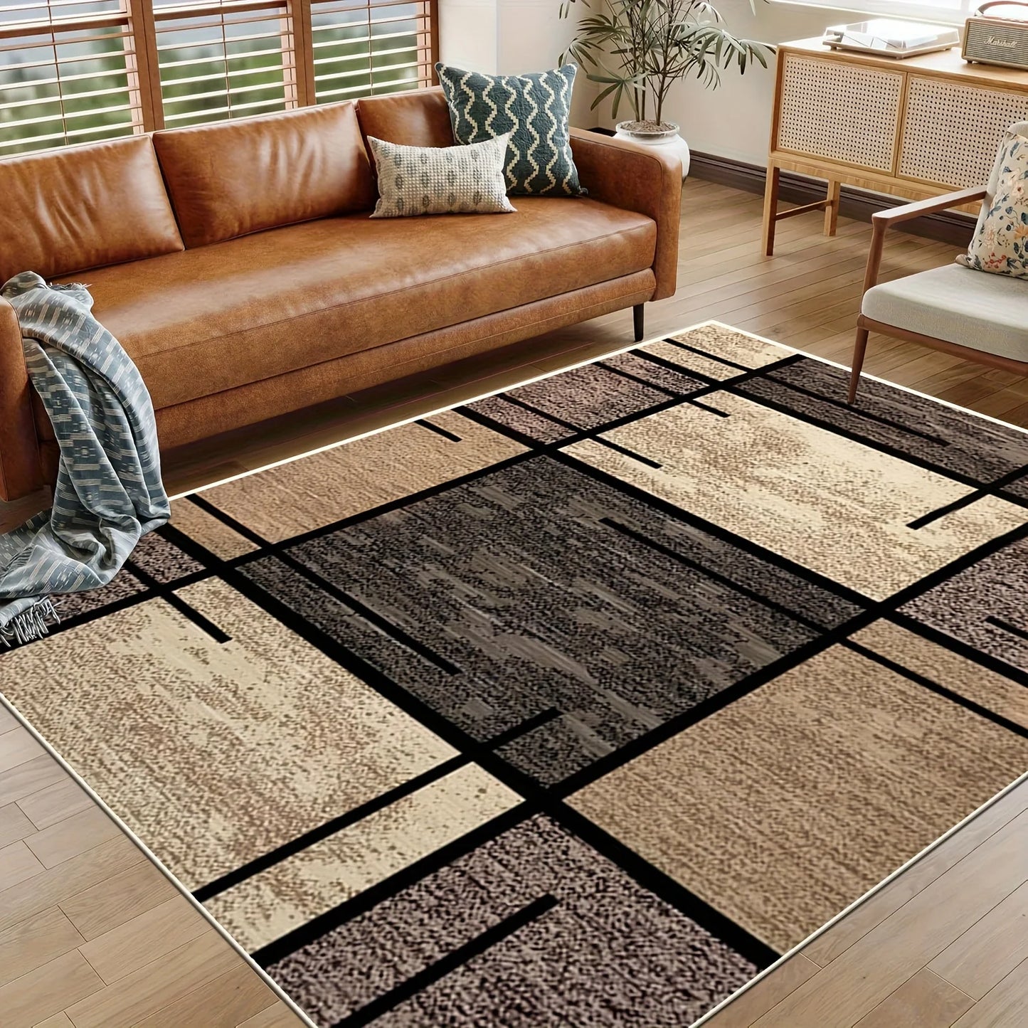 Geometric Pattern Luxurious Velvet Area Rug For Bedroom Carpet For Live Room Welcome Mat Doormat Large Area Rugs